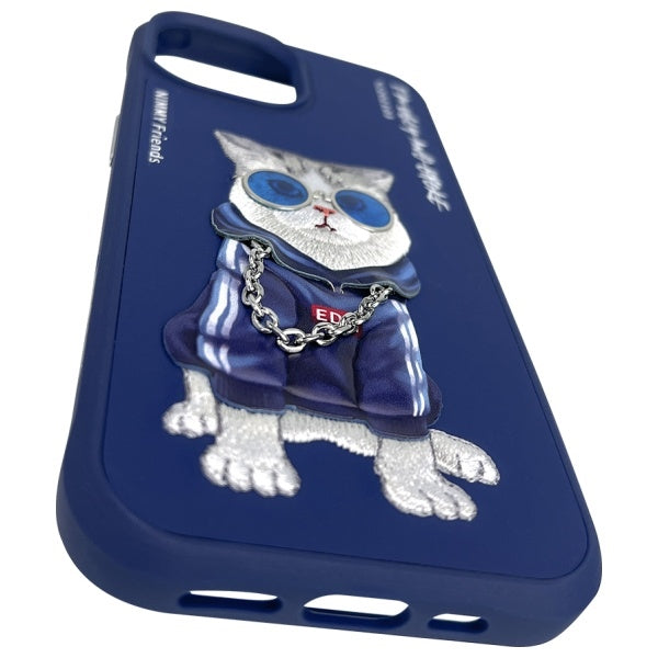 Nimmy Glasses Cool Cat Case for iPhone 15 - Blue