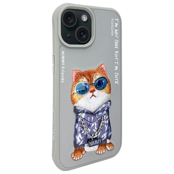 Nimmy Glasses Cool Cat iPhone 15 Case - Gray