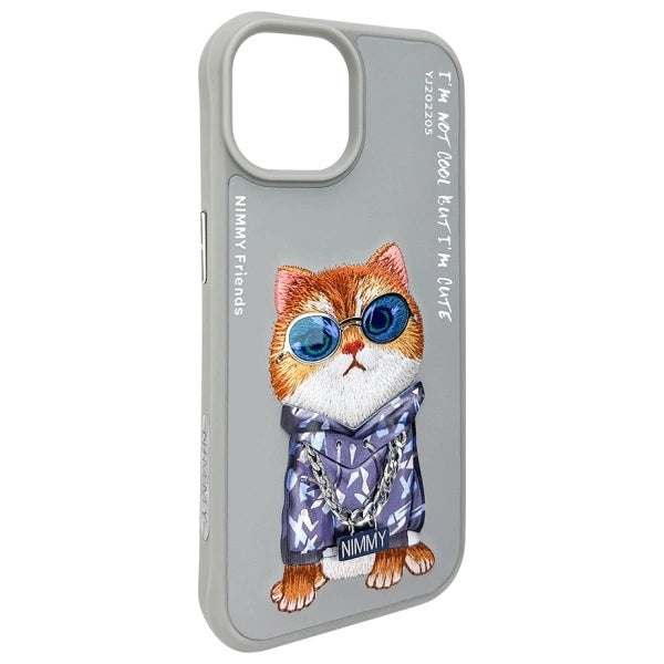 Nimmy Glasses Cool Cat iPhone 15 Case - Gray