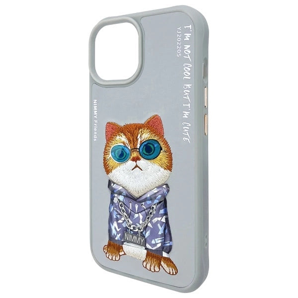 Nimmy Glasses Cool Cat iPhone 15 Case - Gray