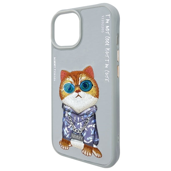 Nimmy Glasses Cool Cat iPhone 15 Case - Gray