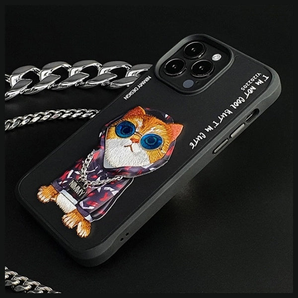Nimmy Glasses Cool Cat Case for iPhone 15 Pro - Black