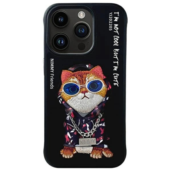 Nimmy Glasses Cool Cat Case for iPhone 15 Pro - Black