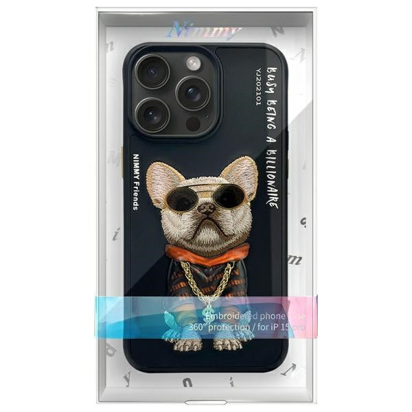 Nimmy Glasses Cool Dog Case for iPhone 15 Pro - Black