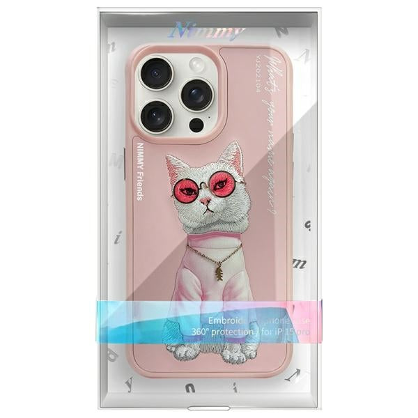 Nimmy Glasses Cool Cat Case for iPhone 15 Pro Max - Pink