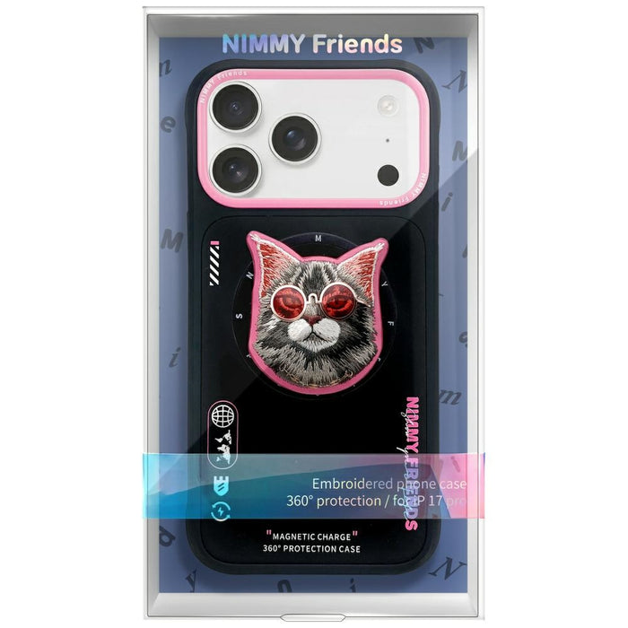 Nimmy Glasses Cool Cat MagSafe Case for iPhone 17 - Black and Pink