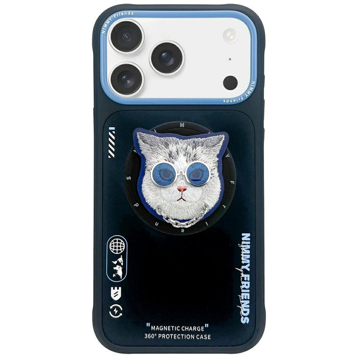 Nimmy Glasses Cool Cat MagSafe Case for iPhone 17 Pro Max - Black and Blue