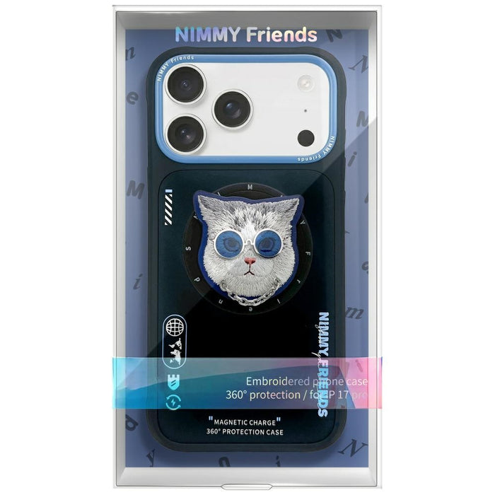Nimmy Glasses Cool Cat MagSafe Case for iPhone 17 Pro Max - Black and Blue