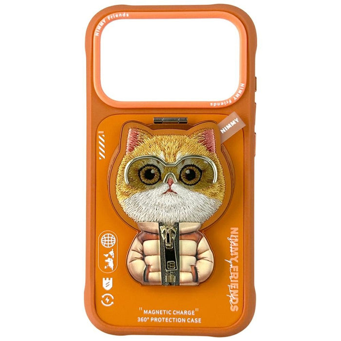 Nimmy Cool&amp;Cute 2.0 Cat Case for iPhone 17 Pro with Magnetic Hanger - Orange