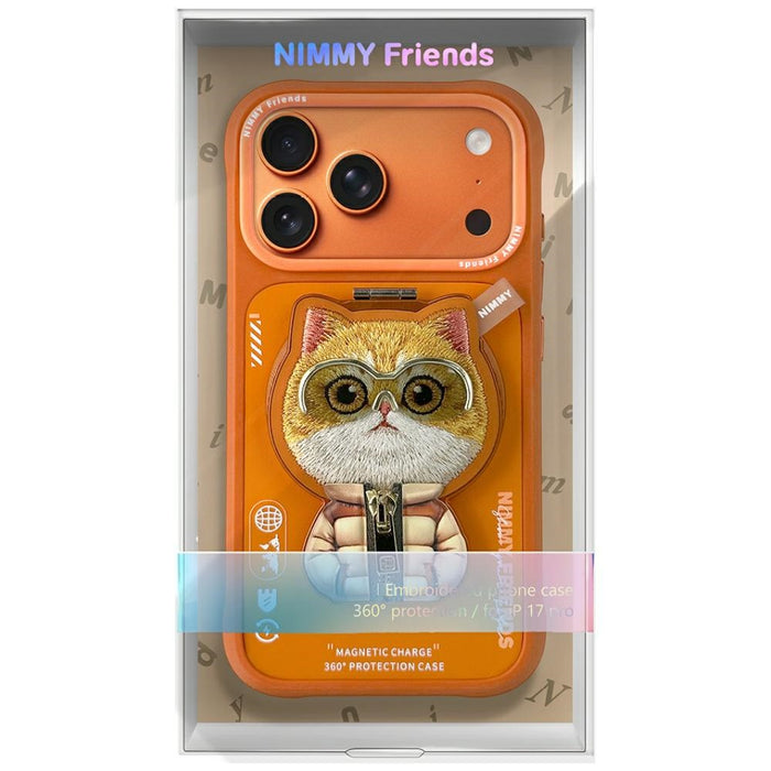 Nimmy Cool&amp;Cute 2.0 Cat Case for iPhone 17 Pro with Magnetic Hanger - Orange