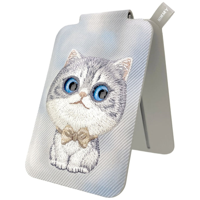 Nimmy New Big-Eye Cute Pets 2.0 Cat Magnetic Wallet with Phone Stand - Gray