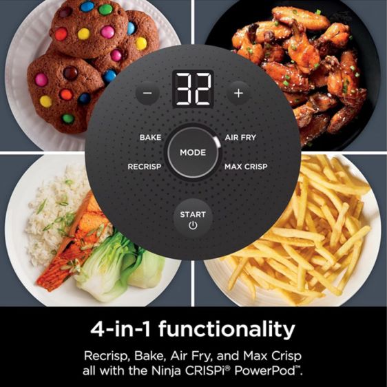 Fryer NINJA Crispi 4-in-1 Portable Glass Air Fryer FN101EUST, 3.8 l, Stone