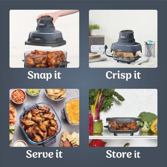 Fryer NINJA Crispi 4-in-1 Portable Glass Air Fryer FN101EUST, 3.8 l, Stone