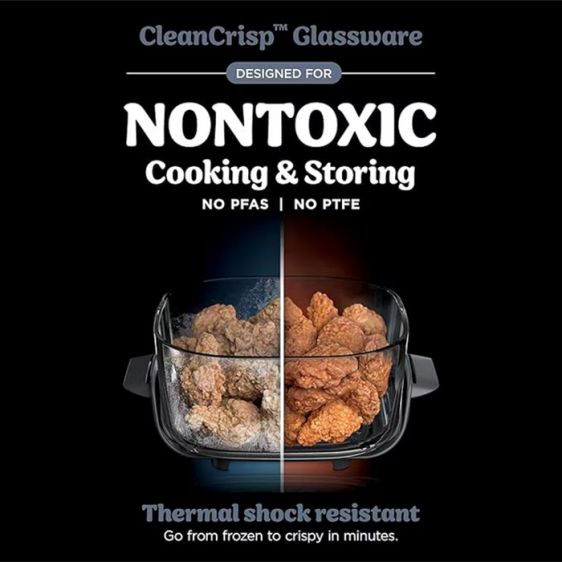 Fryer NINJA Crispi 4-in-1 Portable Glass Air Fryer FN101EUST, 3.8 l, Stone