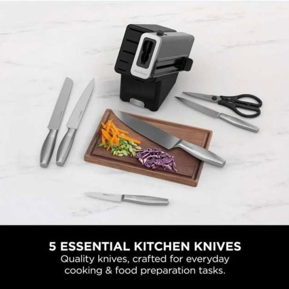 Kitchen knife set NINJA StaySharp K62006EUUK stainless steel 6 pcs, built-in sharpener, graphite block