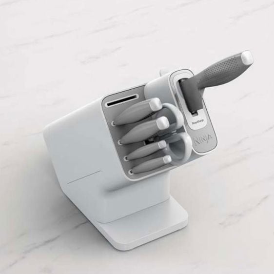 Kitchen knife set NINJA StaySharp K62006EUWH stainless steel 6 pcs, built-in sharpener white block