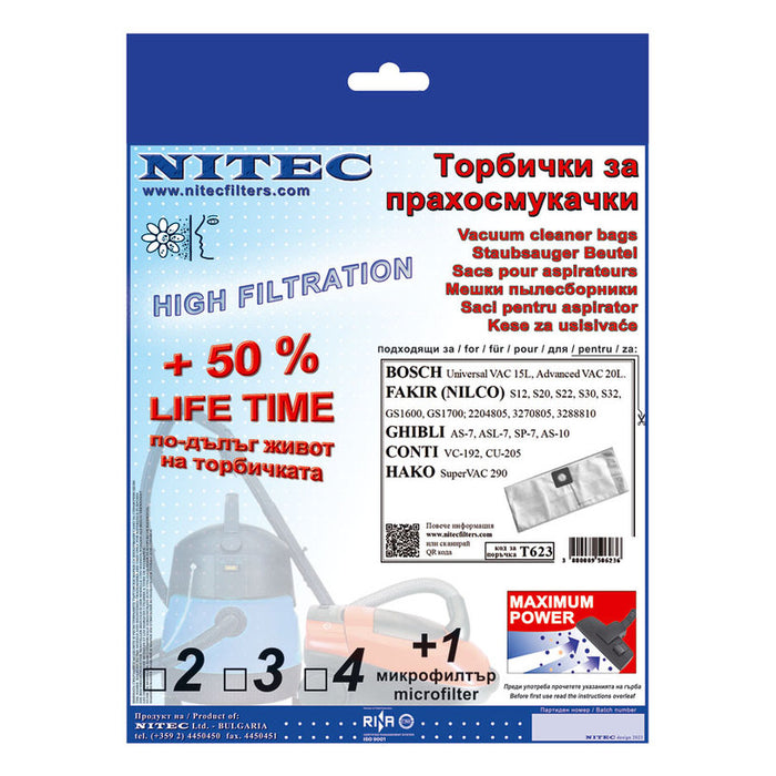 BAGS FOR BOSCH, NILFISK ELECTROLUX NITEC