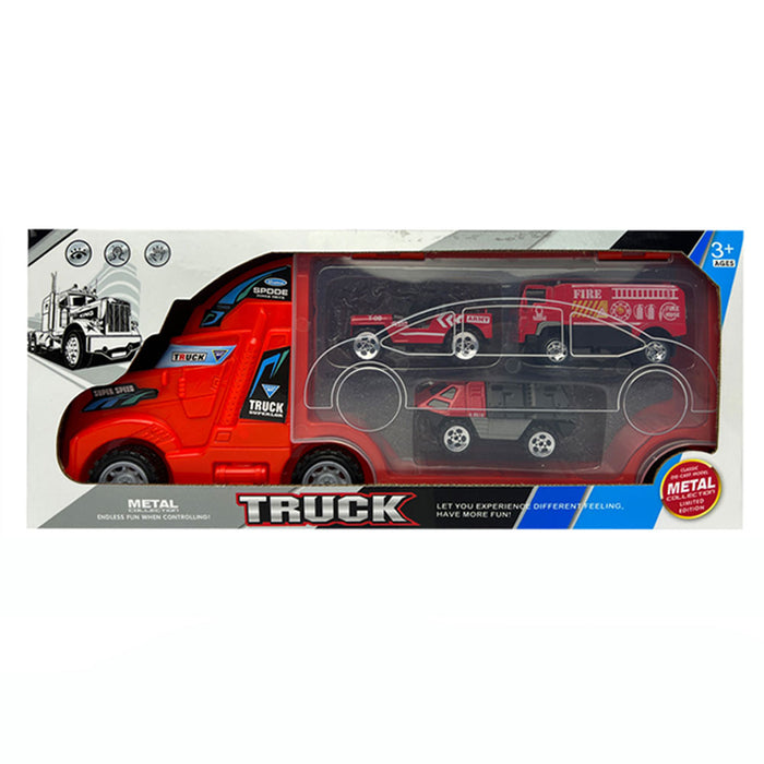 Metal car transporter Felyx Toys - With fire trucks