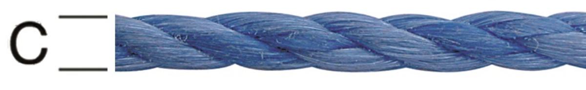SPIRAL POLYPROPYLENE ROPE BLUE 8MM