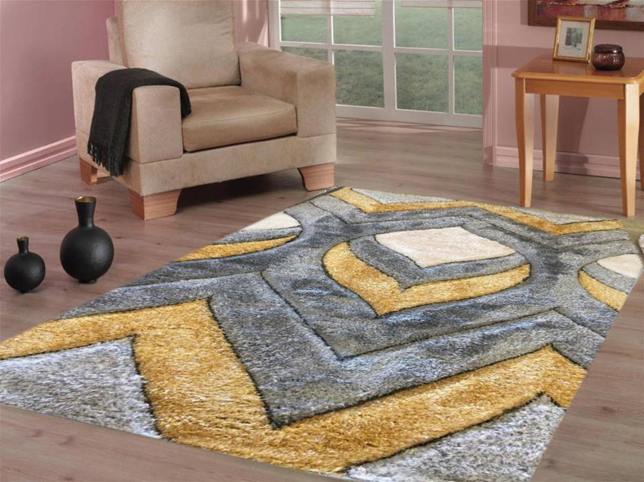 CARPET SHAGI CARVING 80X150 CM GRAY YELLOW