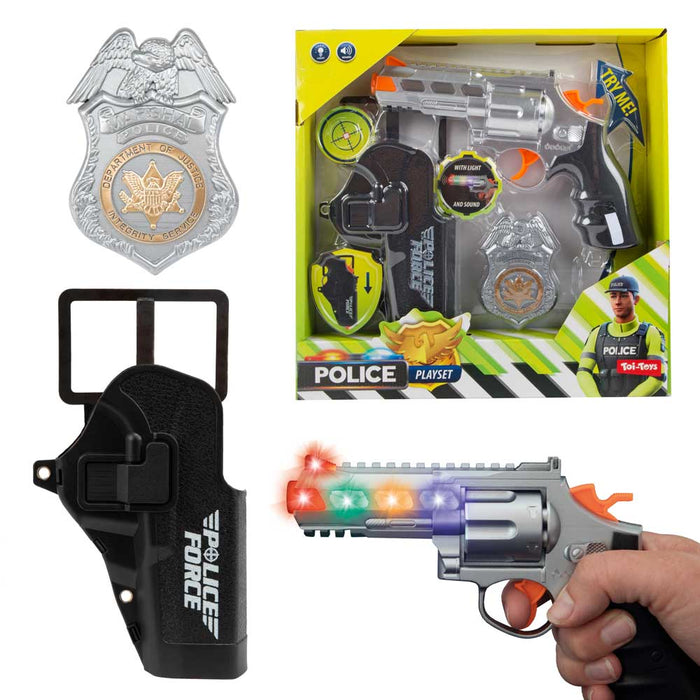 Toi Toys - Police play set, gun with sounds and holster, with sound and light
