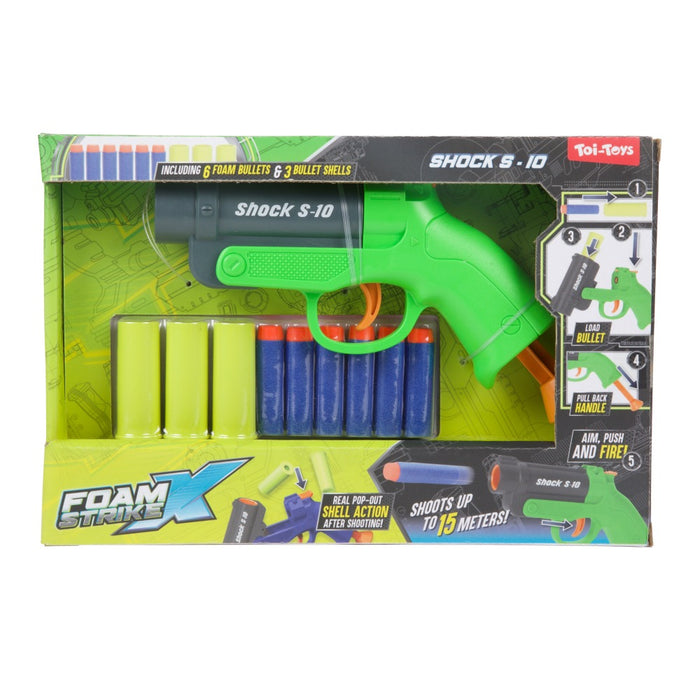 Children's gun Toi Toys Foam Strike X - Shock S 10, with 6 soft arrows, assortment