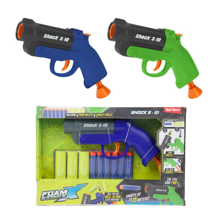 Children's gun Toi Toys Foam Strike X - Shock S 10, with 6 soft arrows, assortment