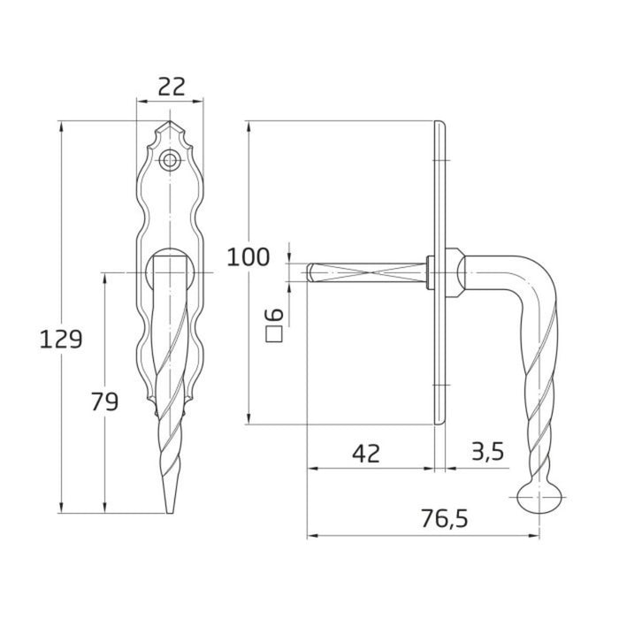 WINDOW HANDLE AMIG M121 100X22MM BLACK