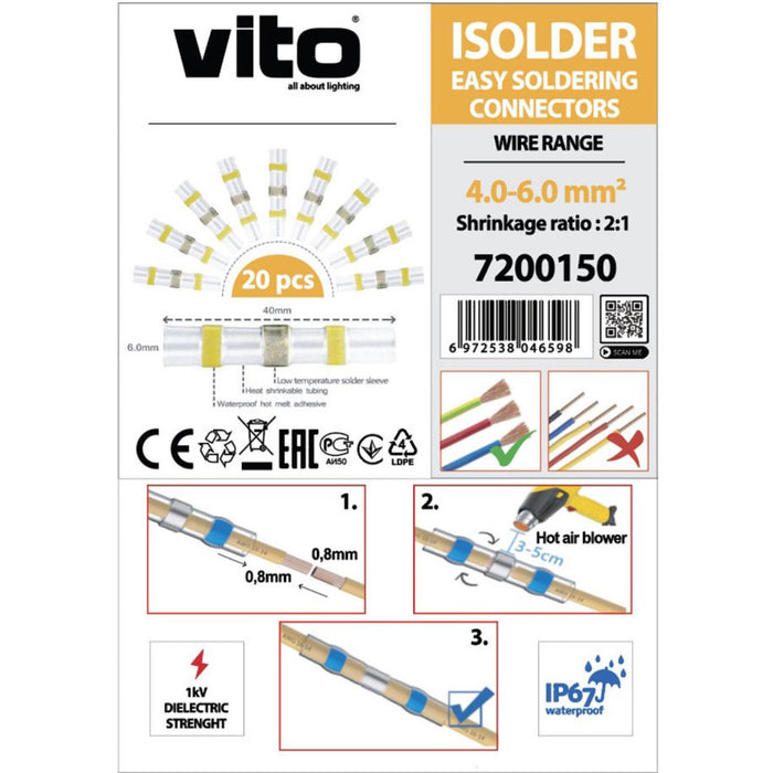 CONNECTOR QUICK SOLDER IP67 4-6MM2 VITO