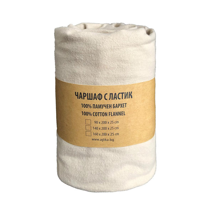 ЧАРШАФ С ЛАСТИК  БАРХЕТ 160/200 ЕКРЮ