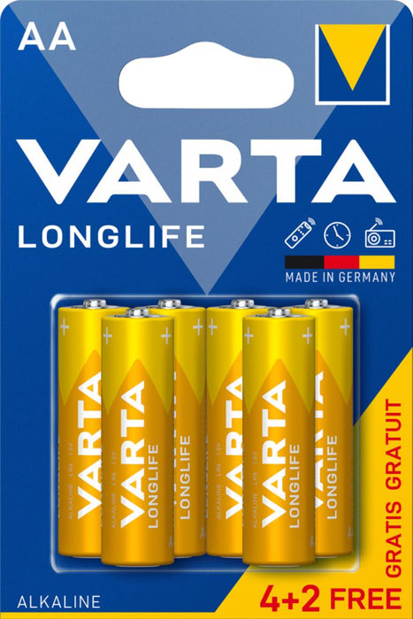 VARTA BATTERY ALKALINE LONGLIFE AA 4+2PCS