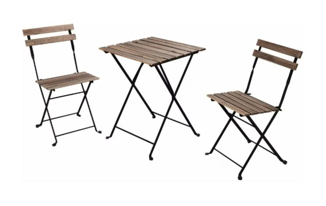 BISTRO SET WOOD/METAL TABLE WITH 2 CHAIRS