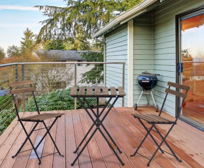 BISTRO SET WOOD/METAL TABLE WITH 2 CHAIRS