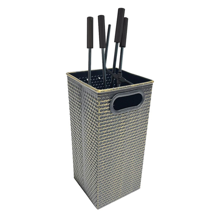 FIREPLACE ACCESSORIES 4PCS IN H&C GOLD BUCKET