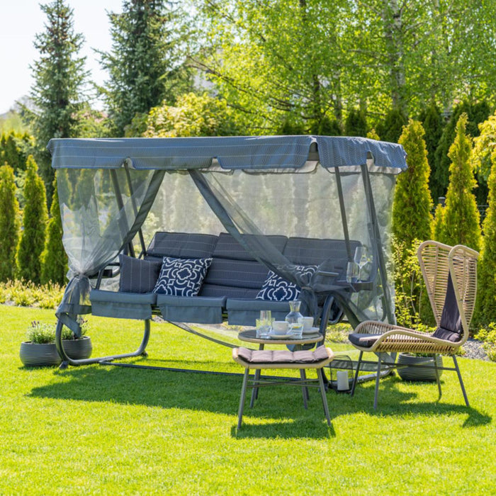 INES BENCH CROSSING WITH MOSQUITO NET ANTHRACITE
