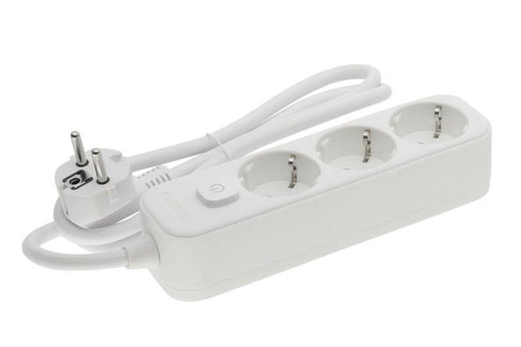 POWER SUPPLY 3 SOCKETS 1.5 M WITH KEY WHITE