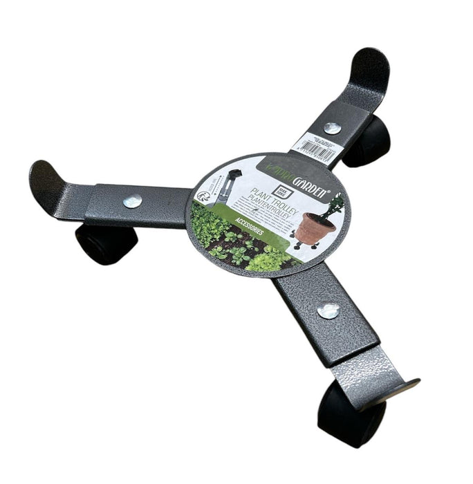 Flowerpot Standt with Wheels Adjustable Grey Metal (30 cm)