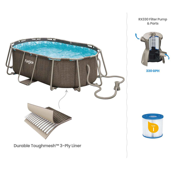 SWIMMING POOL 3 X 2 X 0.84 M METAL FRAME OVAL