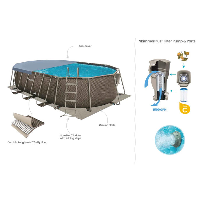 SWIMMING POOL 6.1X3.66X1.22M METAL FRAME OVAL