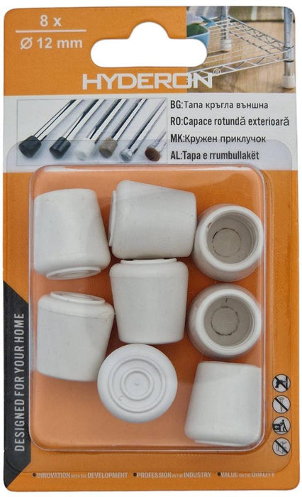 PLUG OUTER VT-12 12MM WHITE 8 PCS