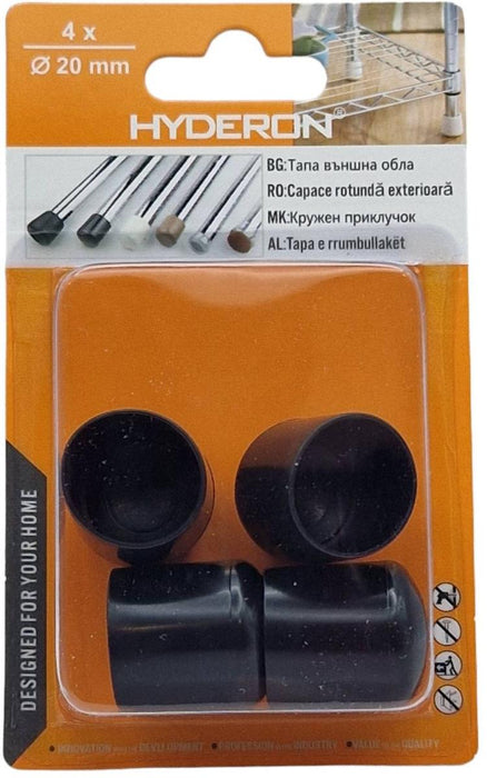 PLUG OUTER CIRCLE VTO-20 20MM BLACK 4 PCS