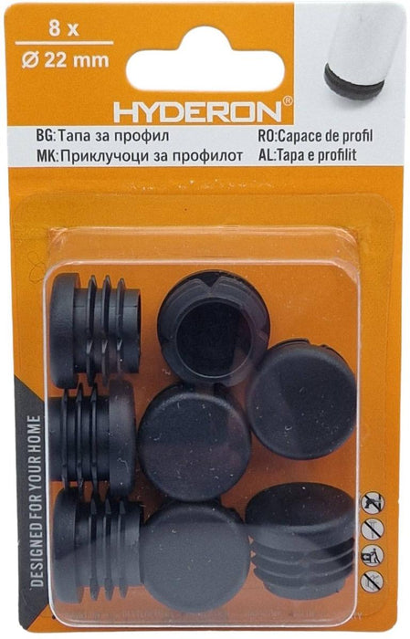 ROUND PLUG HTO-22 22MM 8 PCS BLACK