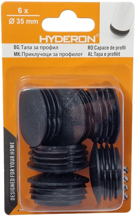 ROUND PLUG HTO-35 35MM 6 PCS BLACK