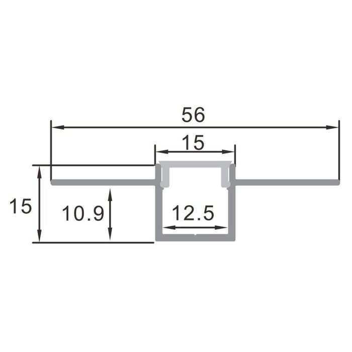 ALUMINUM PROFILE FOR LED STRIPS 5.6X1.5X200CM