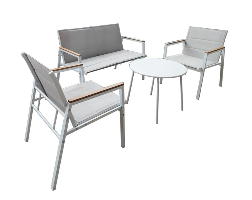 SET LATE 4 PIECES METAL AND TEXTILE