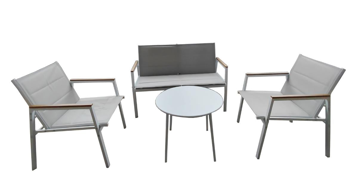 SET LATE 4 PIECES METAL AND TEXTILE