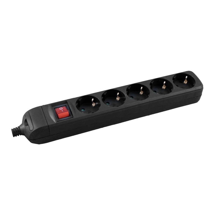 SWITCH WITH BUTTON BLACK 5X2P+E COMMEL