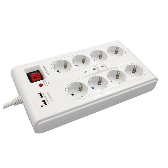 SWITCH 8X2P+E 2XUSBА 3M WHITE COMMEL