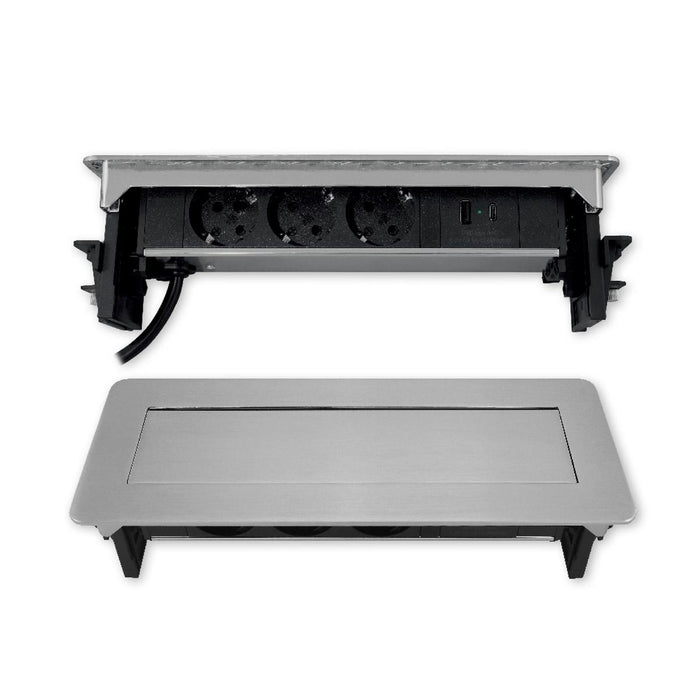 POP-UP BOX 3SHUKO/2USBA+C STAINLESS STEEL COMMEL