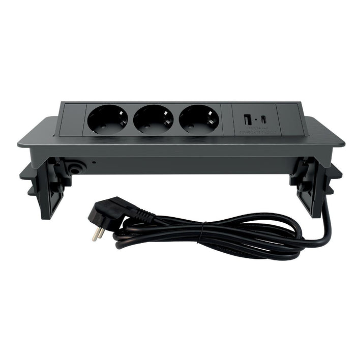 POP-UP BOX 3POLE/2USBA+C BLACK COMMEL